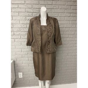 Alex Evening Women Embroidered Beaded Mother of the Bride Dress Jacket Size 8P